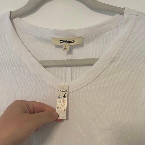 NWT Madewell Re)generative Cotton Ribbed High V-Neck Tank In White Size M - Picture 7 of 7